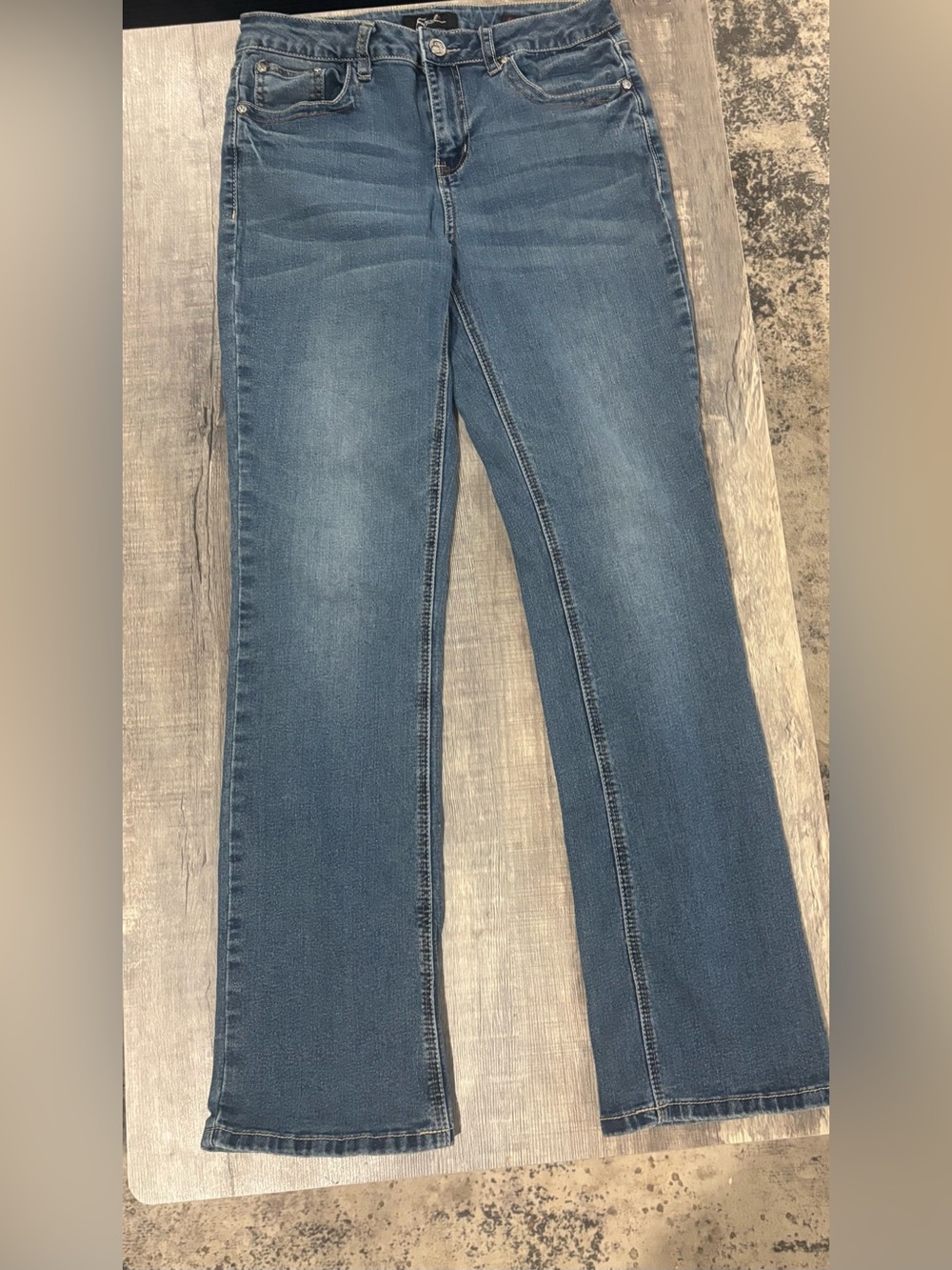 Earl Jean Fleur-de-Lis Embroidered Bootcut Jeans Size 8 Rhinestone Y2K Western